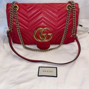RED GUCCI MARMONT SHOULDER BAG